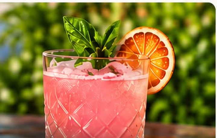 Porcelain Fizz — cocktail rose à la rose de porcelaine, pastèque, basilic et agrume séché