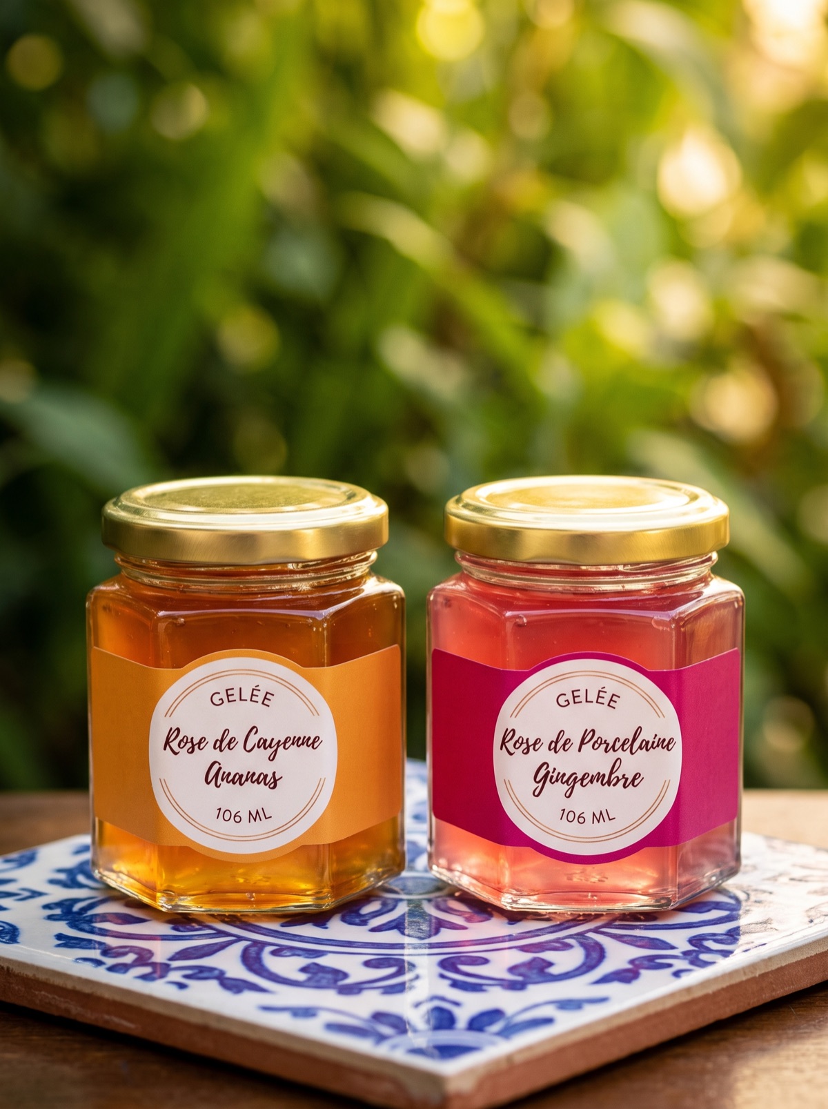 Gelées florales 106 ml — Rose de Cayenne Ananas et Rose de Porcelaine Gingembre — Les Jardins d'Emy