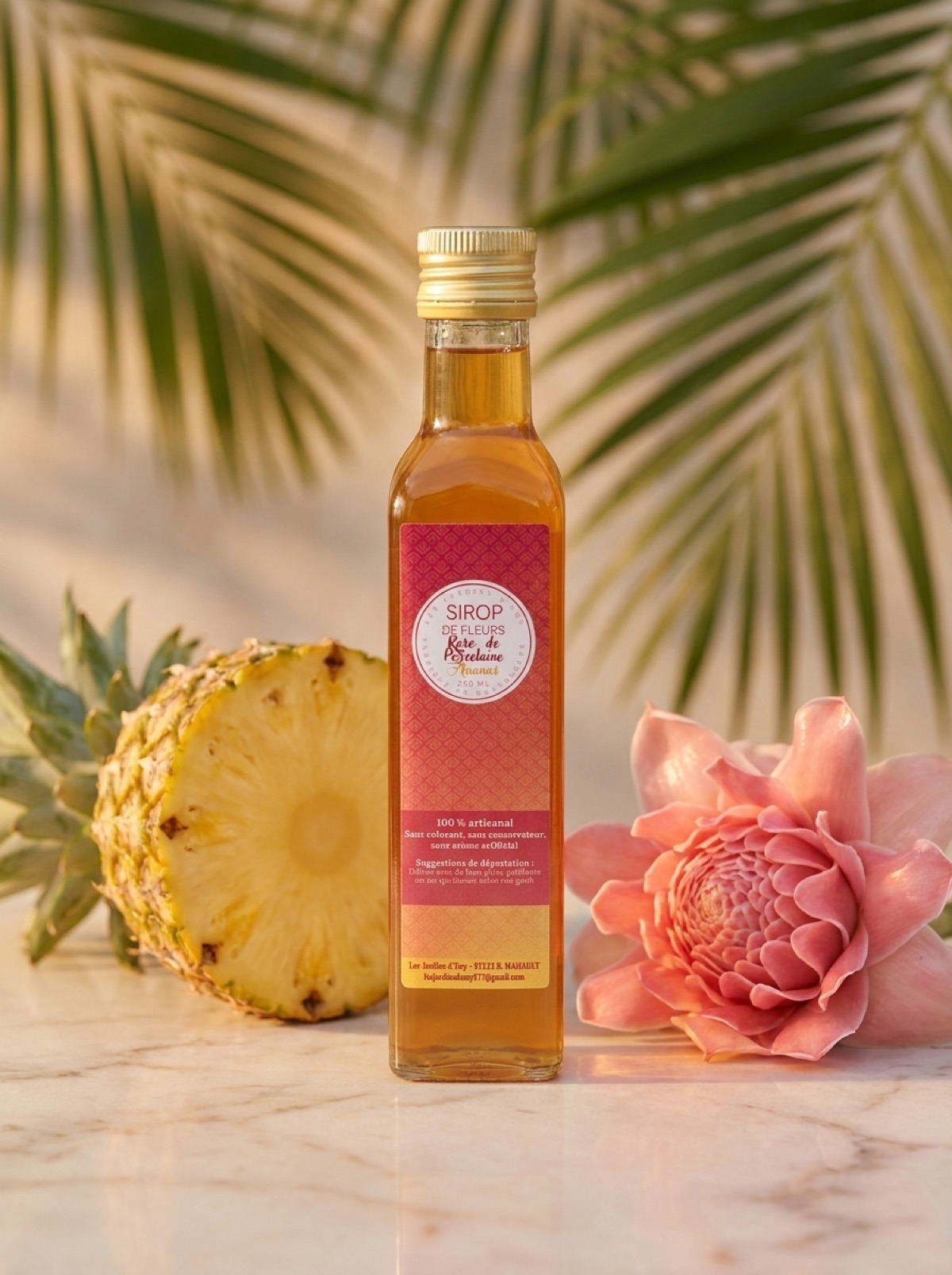 Sirop de Rose de porcelaine et Ananas 250 ml — Les Jardins d'Emy