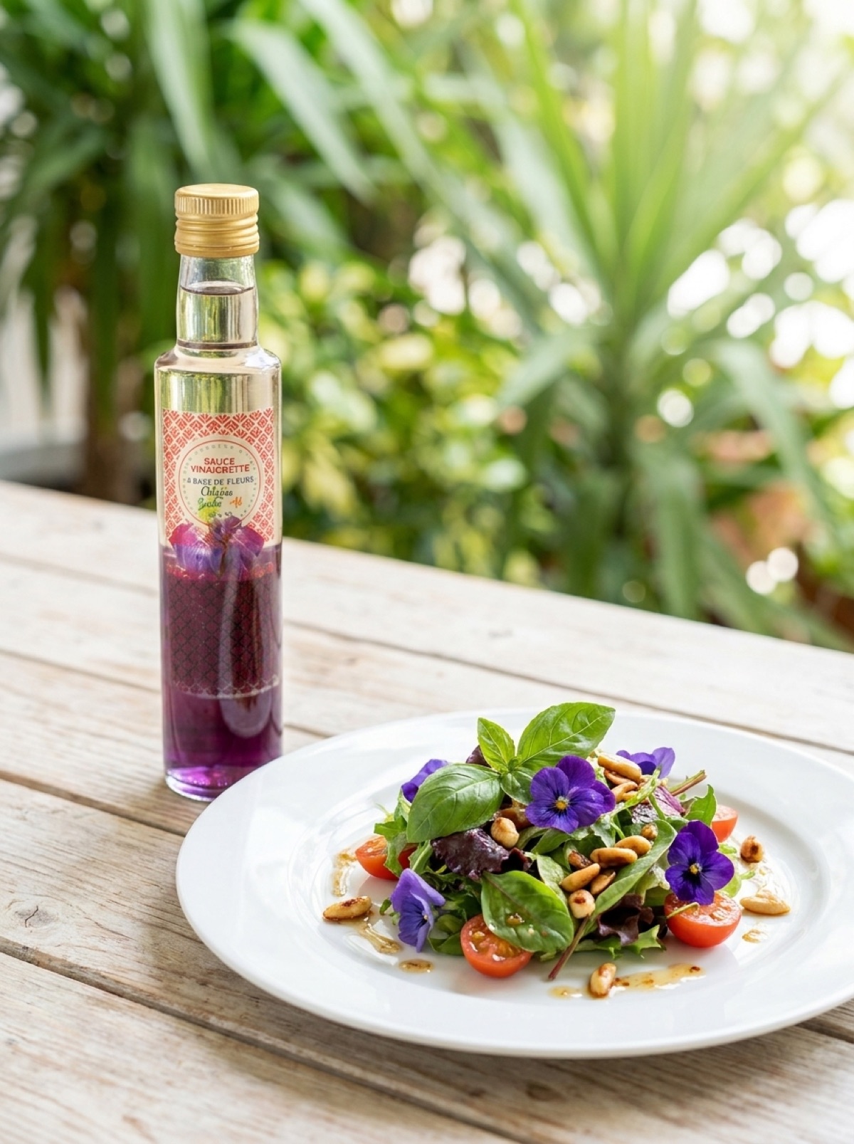 Sauce vinaigrette fleur de Clitoria et Basilic — Les Jardins d'Emy